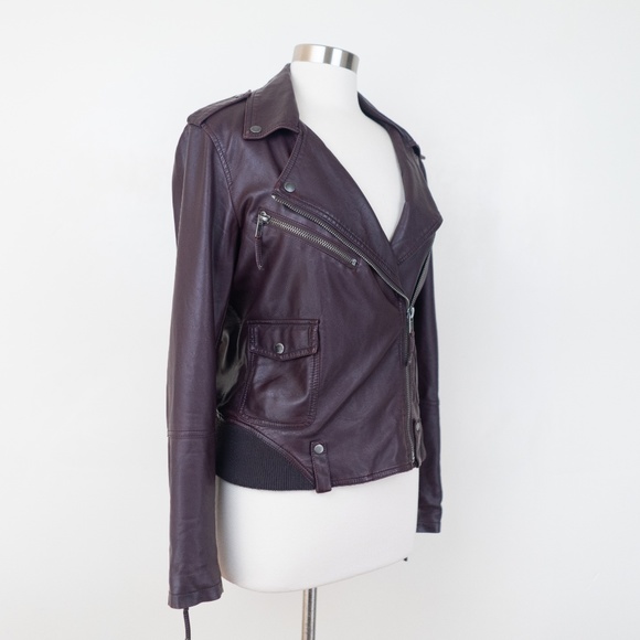 Members Only Red Faux Leather Biker L Jacket - Picture 2 of 8